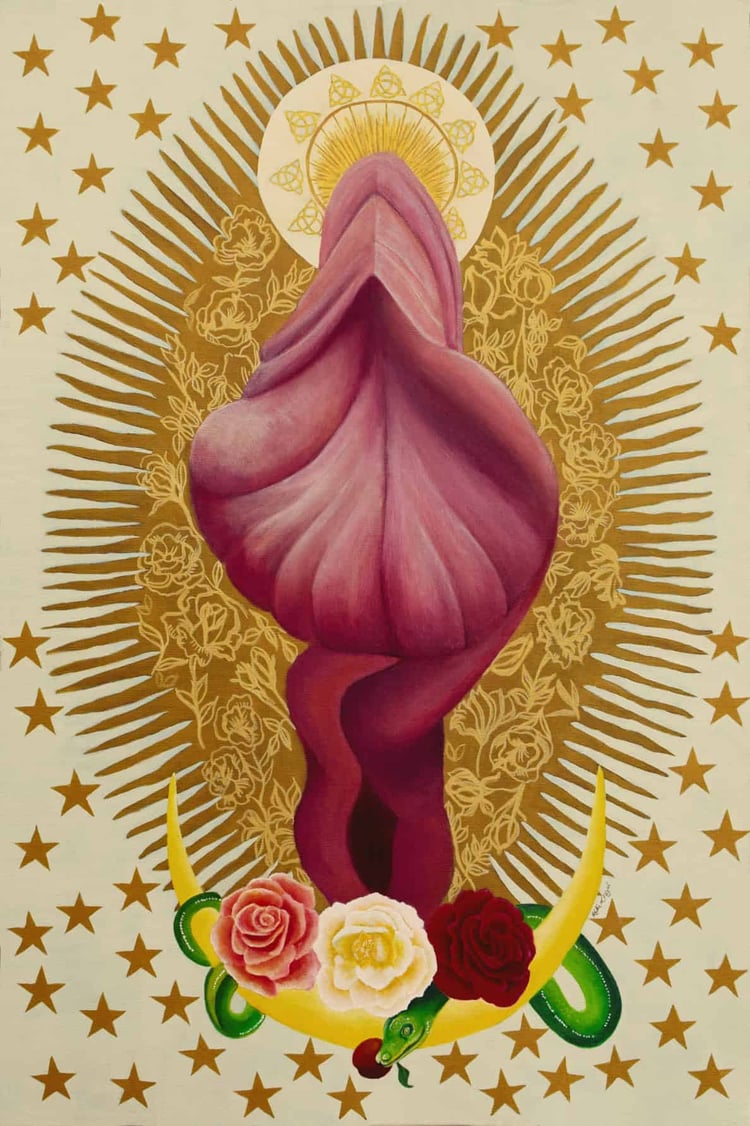 Mother Goddess Virgin Mary vulva yoni art painting