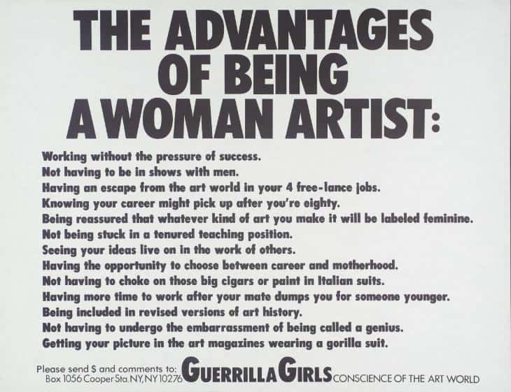 Guerrilla Girls artwork 'the advantages of being a woman artist'